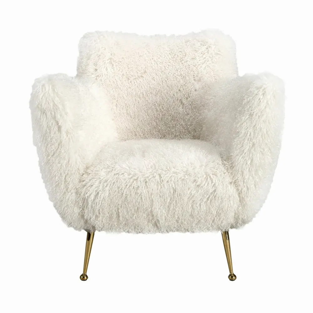 Fauteuils - Fauteuil en tissu blanc à poils longs - ANGEL CERDÁ