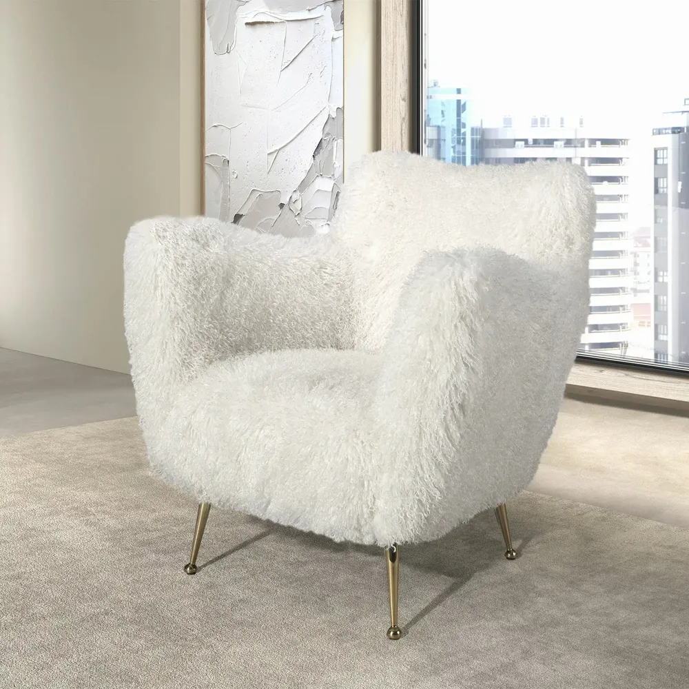 Fauteuils - Fauteuil en tissu blanc à poils longs - ANGEL CERDÁ