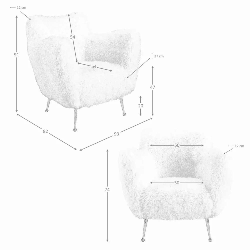 Fauteuils - Fauteuil en tissu blanc à poils longs - ANGEL CERDÁ
