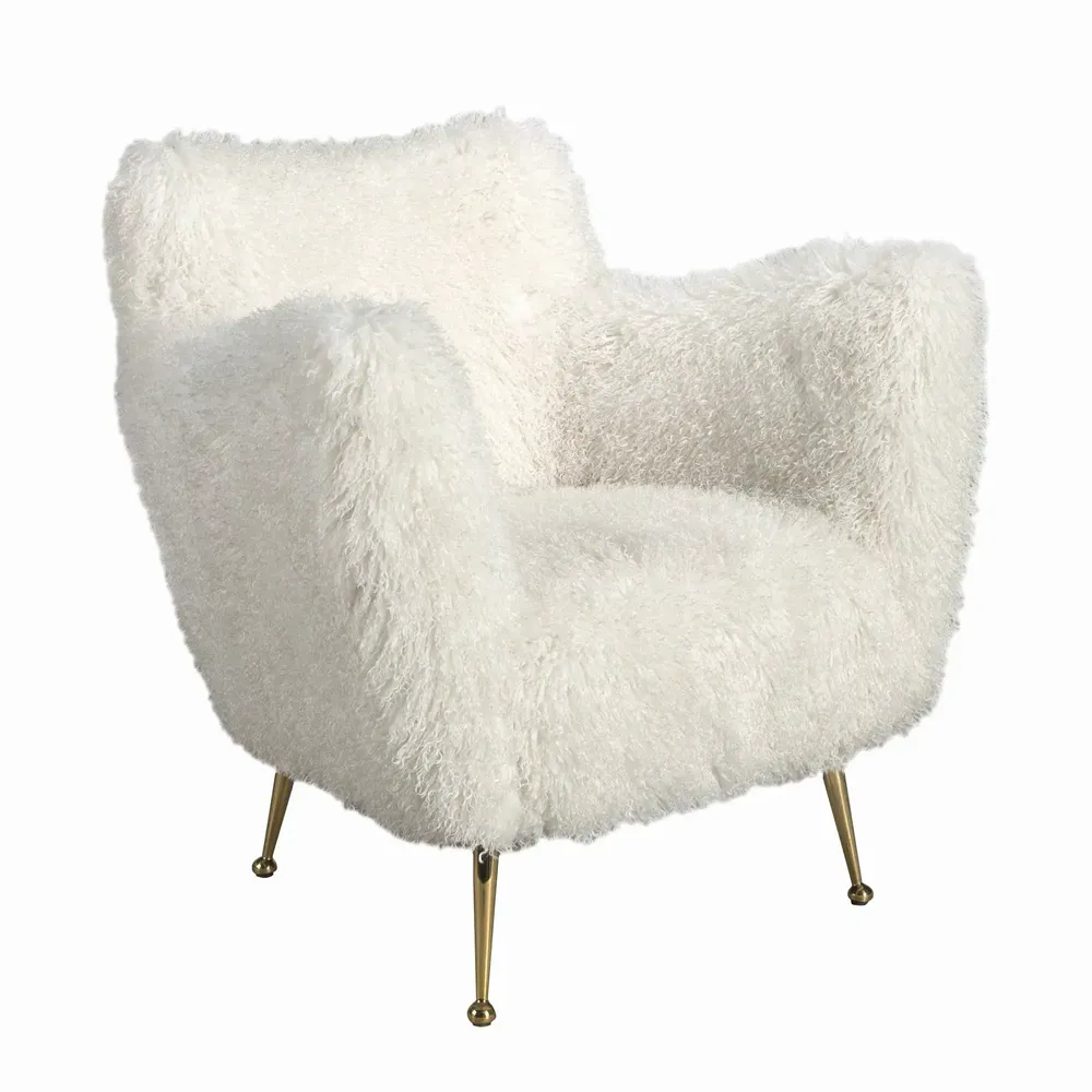 Fauteuils - Fauteuil en tissu blanc à poils longs - ANGEL CERDÁ