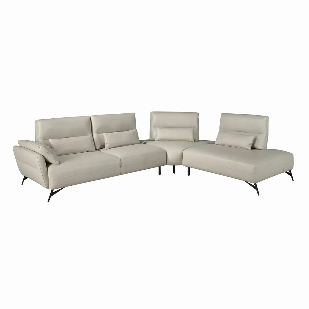 Sofas - Right chaise longue sofa sand leather - ANGEL CERDÁ