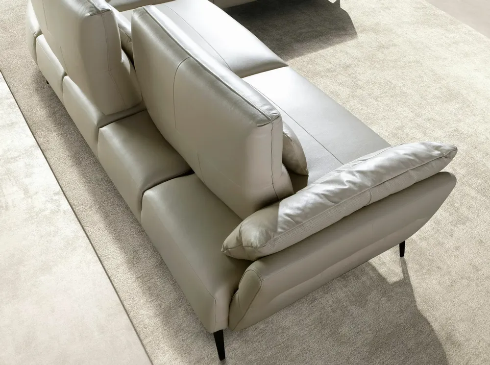 Sofas - Right chaise longue sofa sand leather - ANGEL CERDÁ