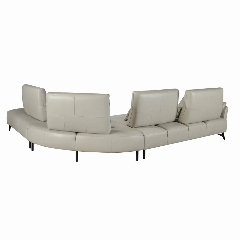 Sofas - Right chaise longue sofa sand leather - ANGEL CERDÁ