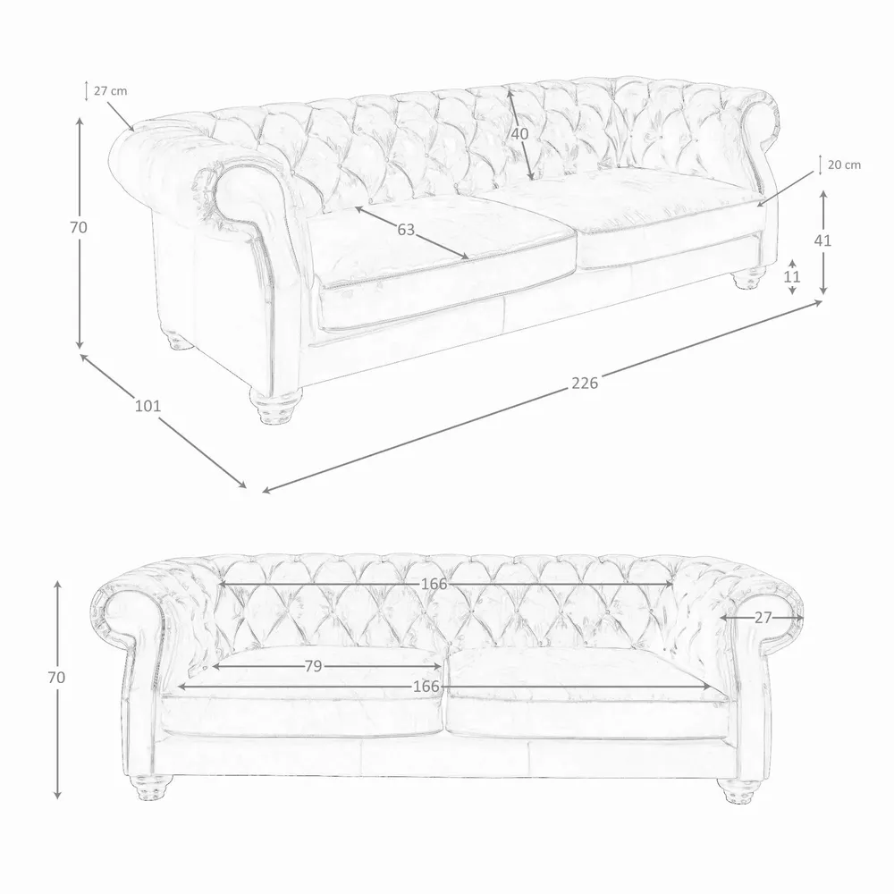 Sofas - 3 seater chester sofa in cognac brown leather - ANGEL CERDÁ