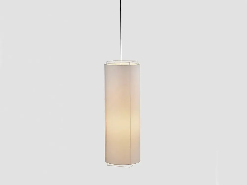 Suspensions - Lampe suspendue LEWIT de 106 cm avec abat-jour en cotonet - LUXCAMBRA