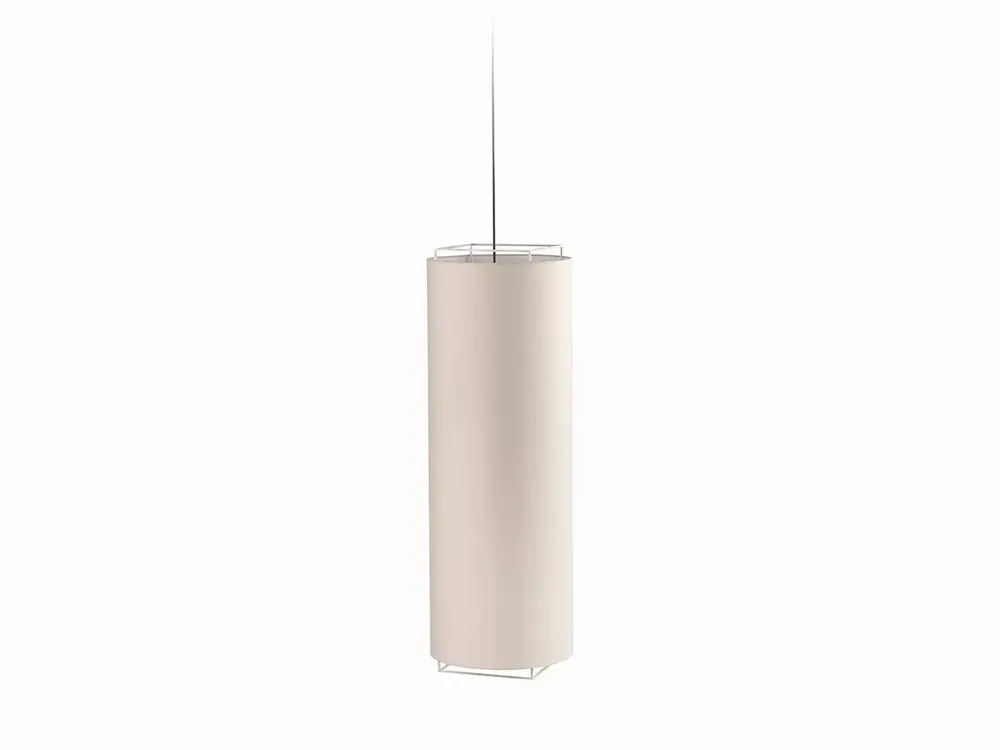 Suspensions - Lampe suspendue LEWIT de 106 cm avec abat-jour en cotonet - LUXCAMBRA
