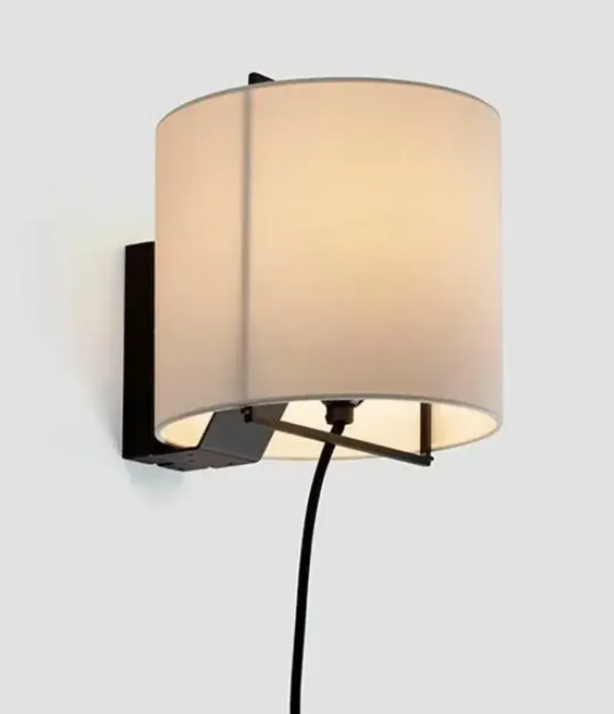 Wall lamps - LEWIT wall lamp in black or white and cotonet lampshade - LUXCAMBRA