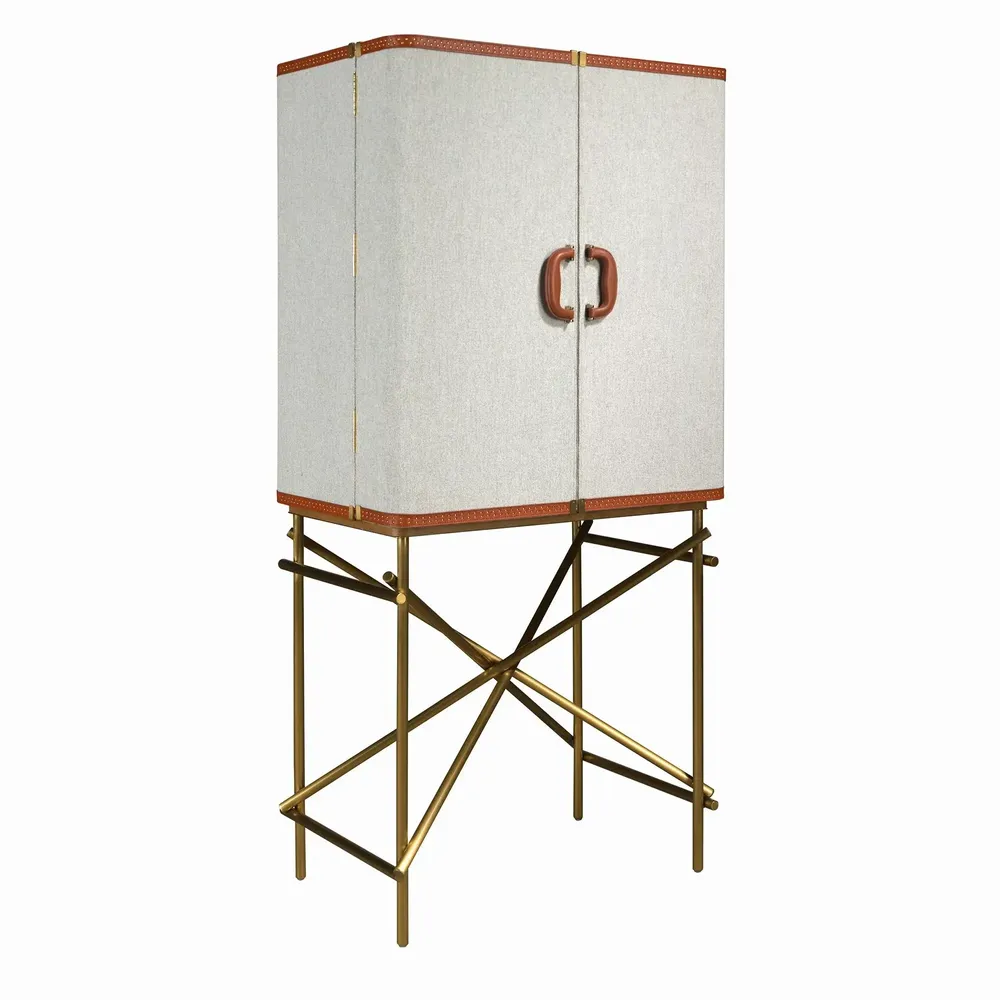 Buffets - Buffet haut, tissu, noyer et acier poli doré - ANGEL CERDÁ