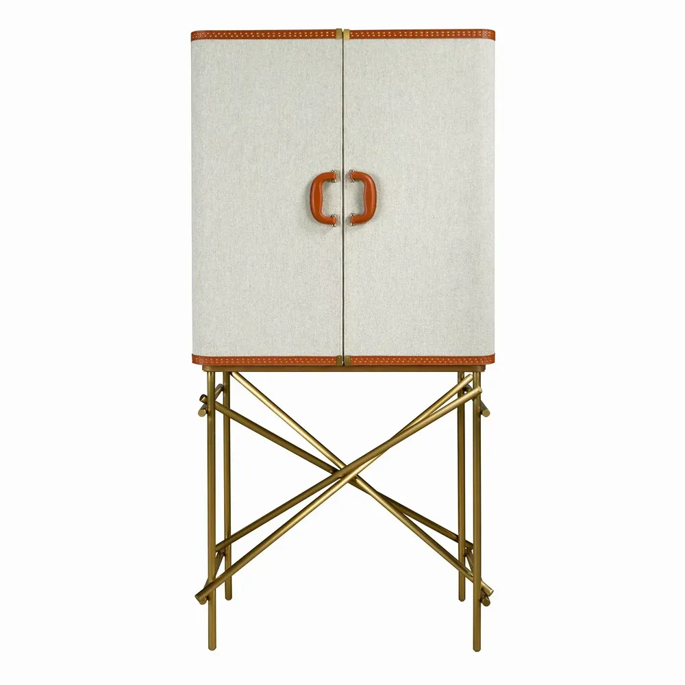 Buffets - Buffet haut, tissu, noyer et acier poli doré - ANGEL CERDÁ