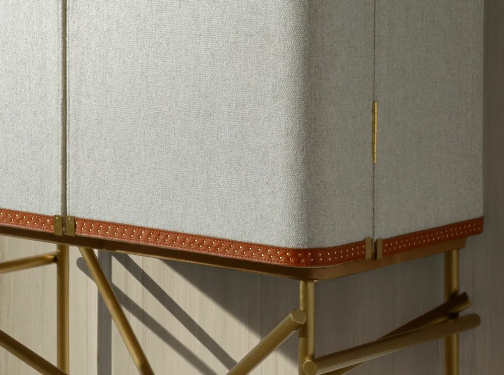 Buffets - Buffet haut, tissu, noyer et acier poli doré - ANGEL CERDÁ