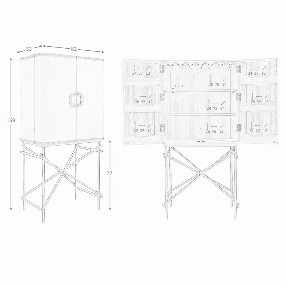 Buffets - Buffet haut, tissu, noyer et acier poli doré - ANGEL CERDÁ