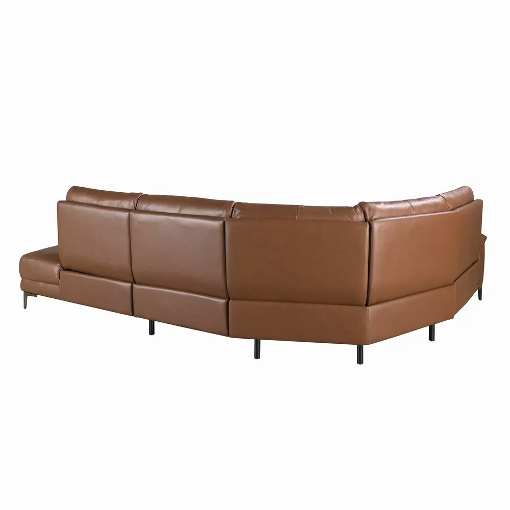 Sofas - Right chaise longue relaxation sofa in tobacco brown leather - ANGEL CERDÁ