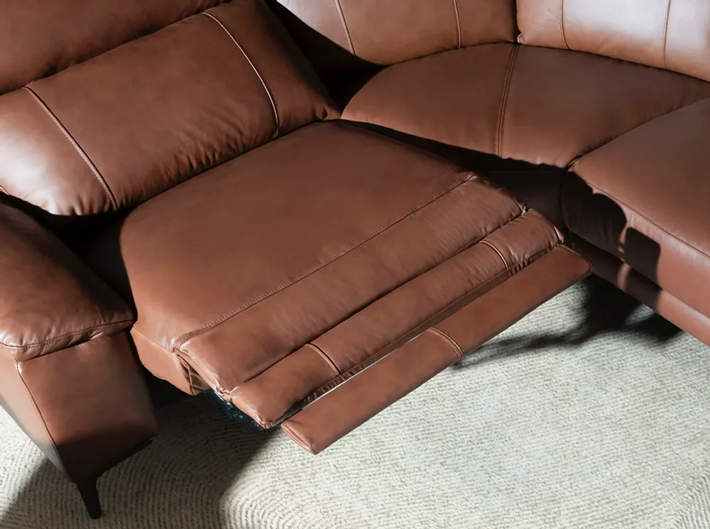 Sofas - Right chaise longue relaxation sofa in tobacco brown leather - ANGEL CERDÁ