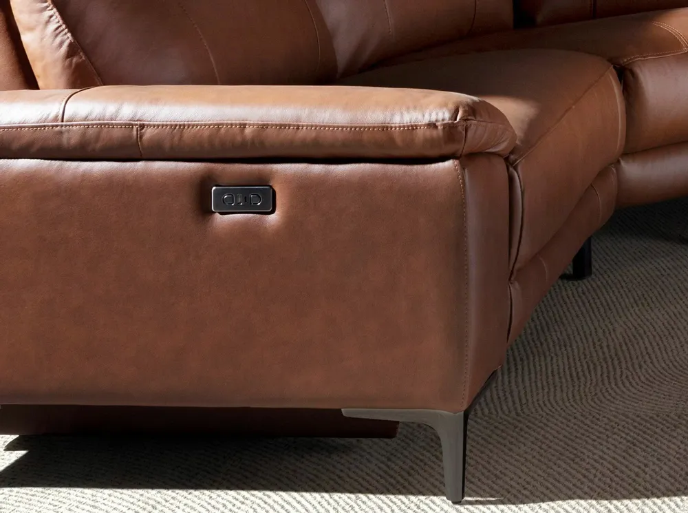 Sofas - Right chaise longue relaxation sofa in tobacco brown leather - ANGEL CERDÁ