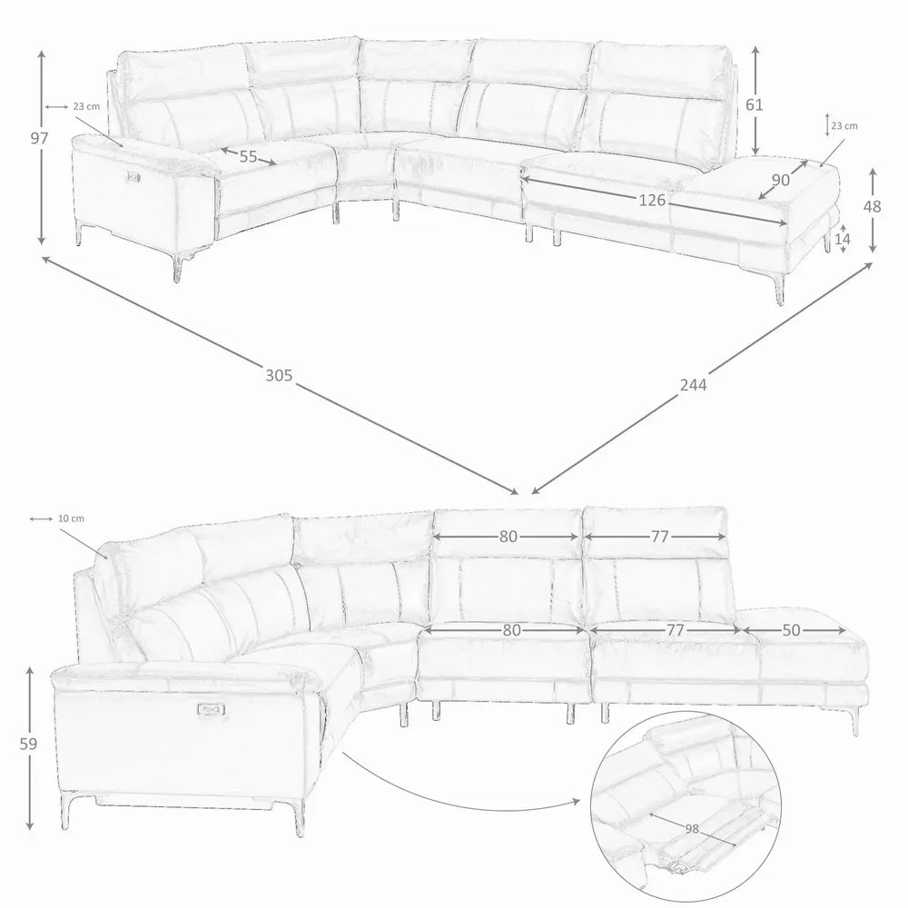 Sofas - Right chaise longue relaxation sofa in tobacco brown leather - ANGEL CERDÁ