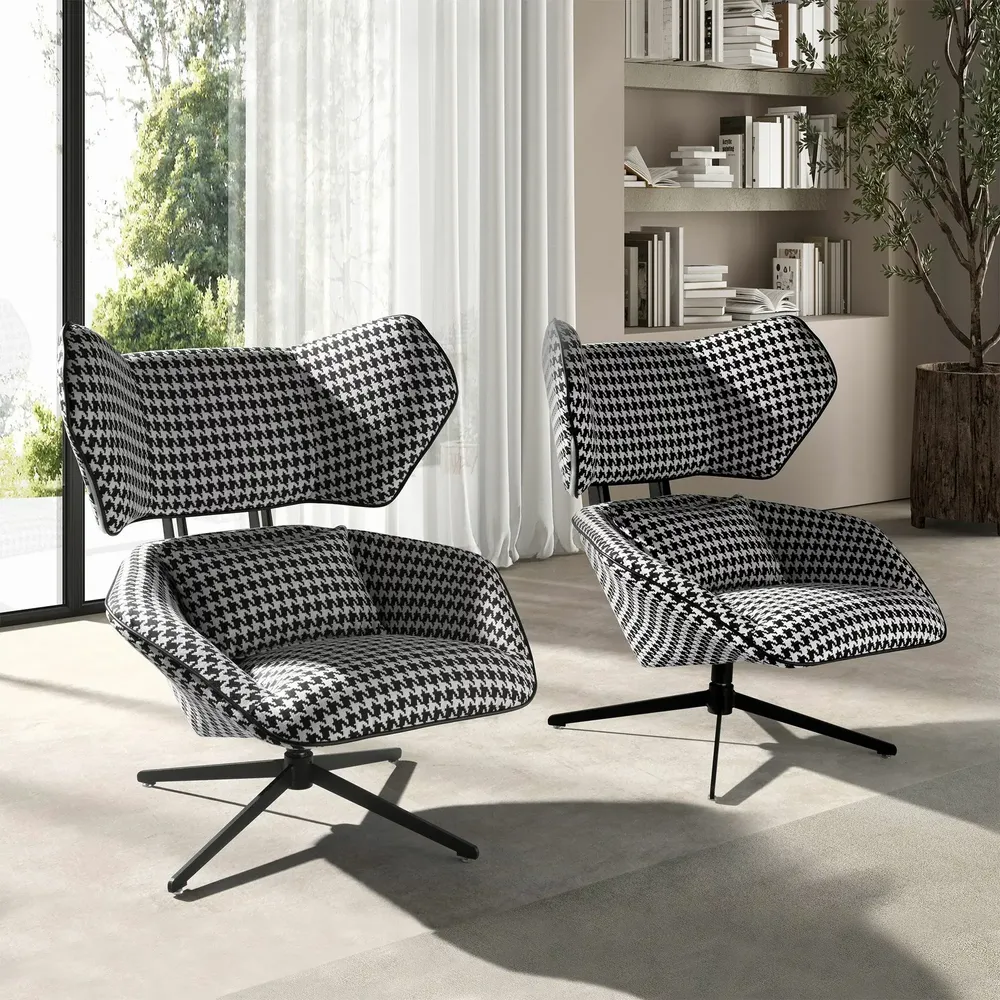 Armchairs - Fauteuil pivotant en tissu noir et blanc - ANGEL CERDÁ