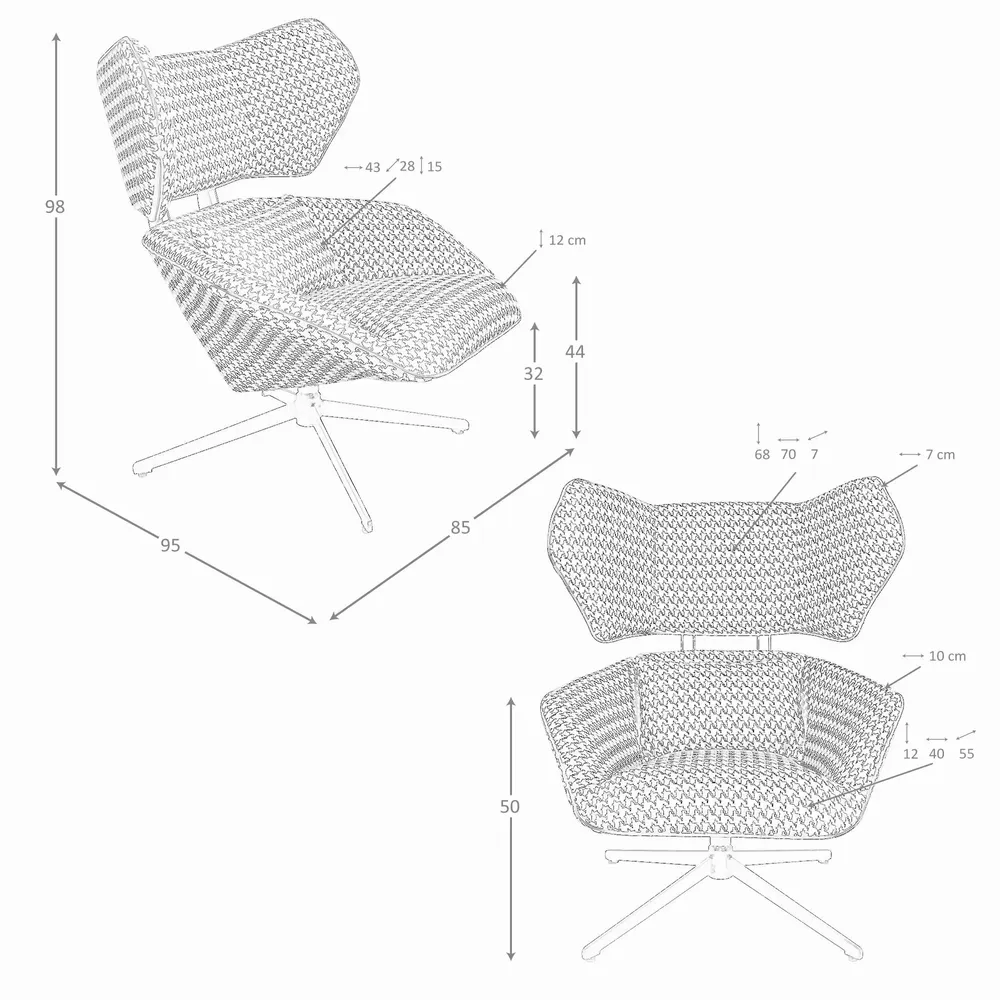 Armchairs - Fauteuil pivotant en tissu noir et blanc - ANGEL CERDÁ