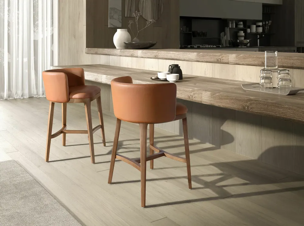 Stools - Brown leatherette stool - ANGEL CERDÁ