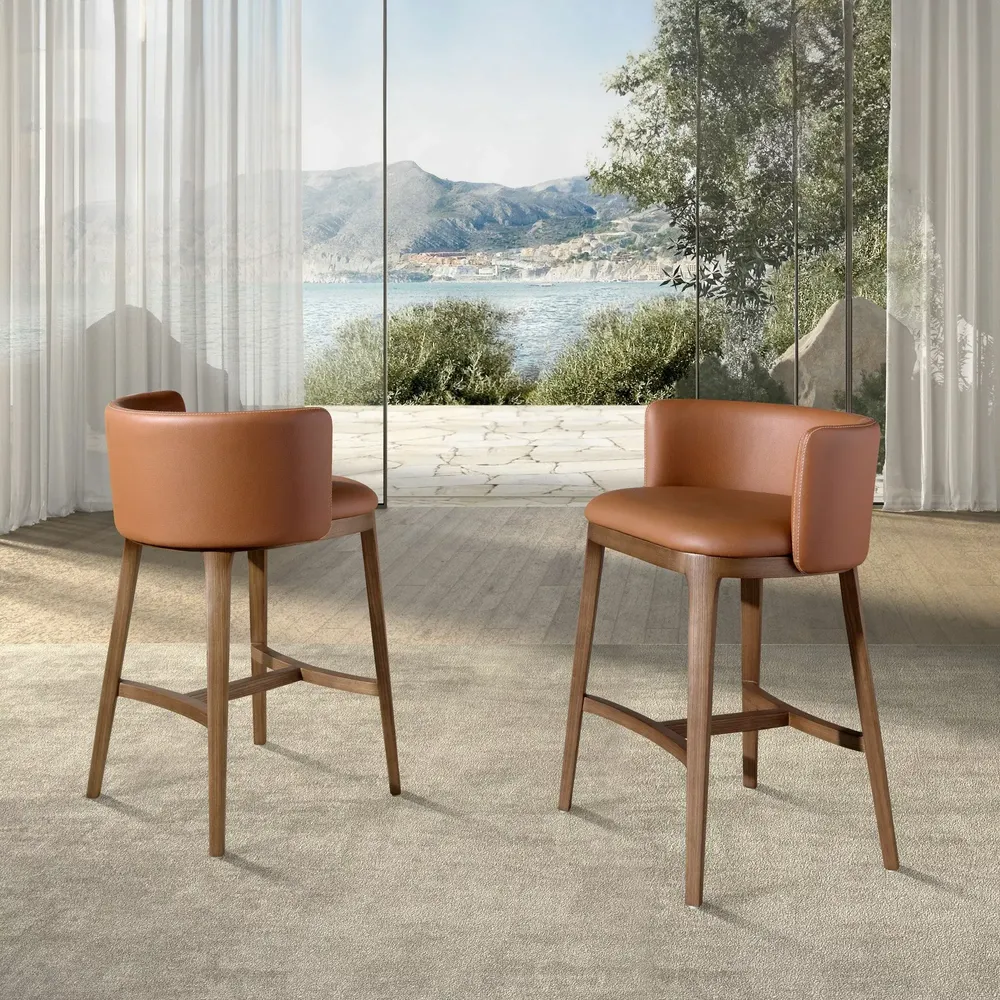 Stools - Brown leatherette stool - ANGEL CERDÁ