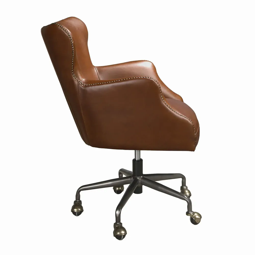 Chaises - Fauteuil de bureau pivotant cuir marron foncé - ANGEL CERDÁ