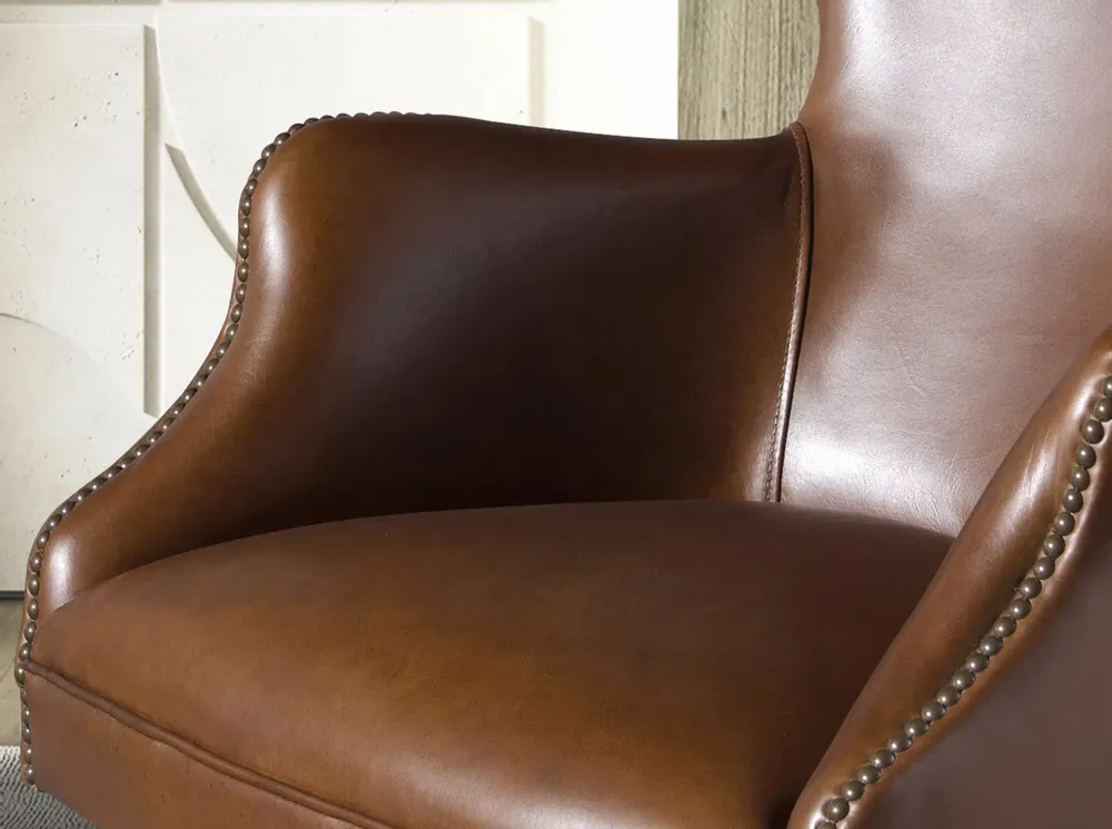 Chaises - Fauteuil de bureau pivotant cuir marron foncé - ANGEL CERDÁ