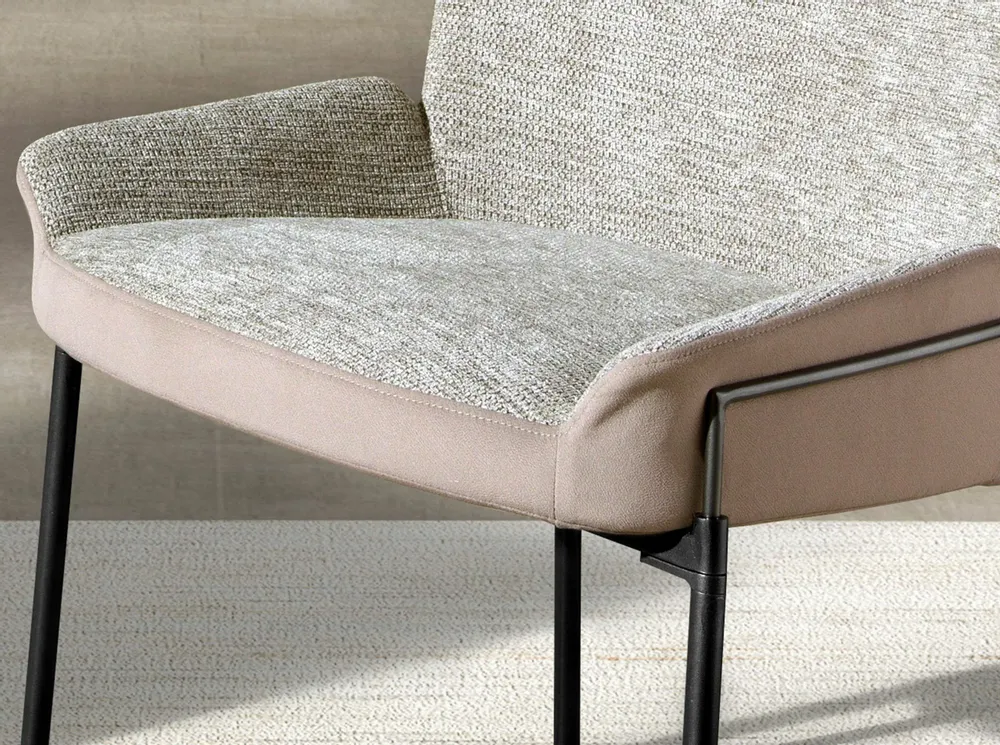Chairs - Grey fabric and brown velvet chair - ANGEL CERDÁ
