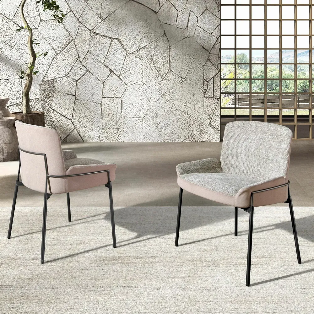 Chairs - Grey fabric and brown velvet chair - ANGEL CERDÁ