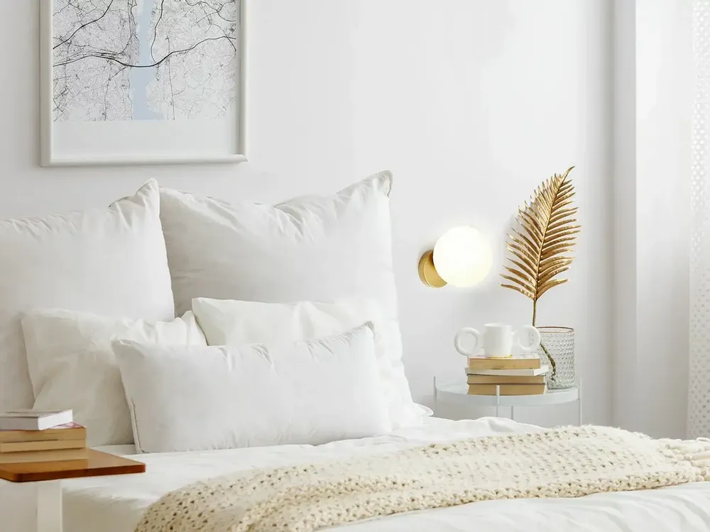 Wall lamps - LYMINGTON wall lamp with opalised globe and black/gold structure - LUXCAMBRA