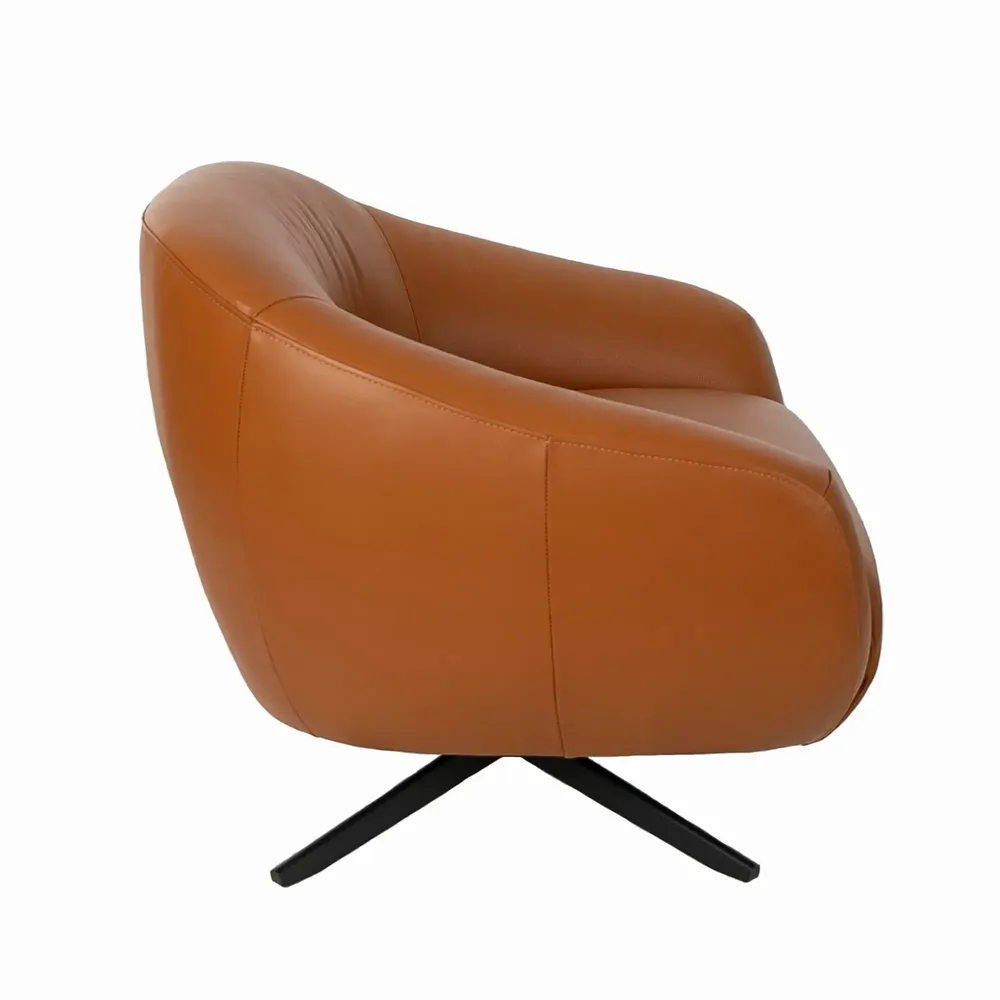 Fauteuils - Fauteuil pivotant en cuir brun - ANGEL CERDÁ