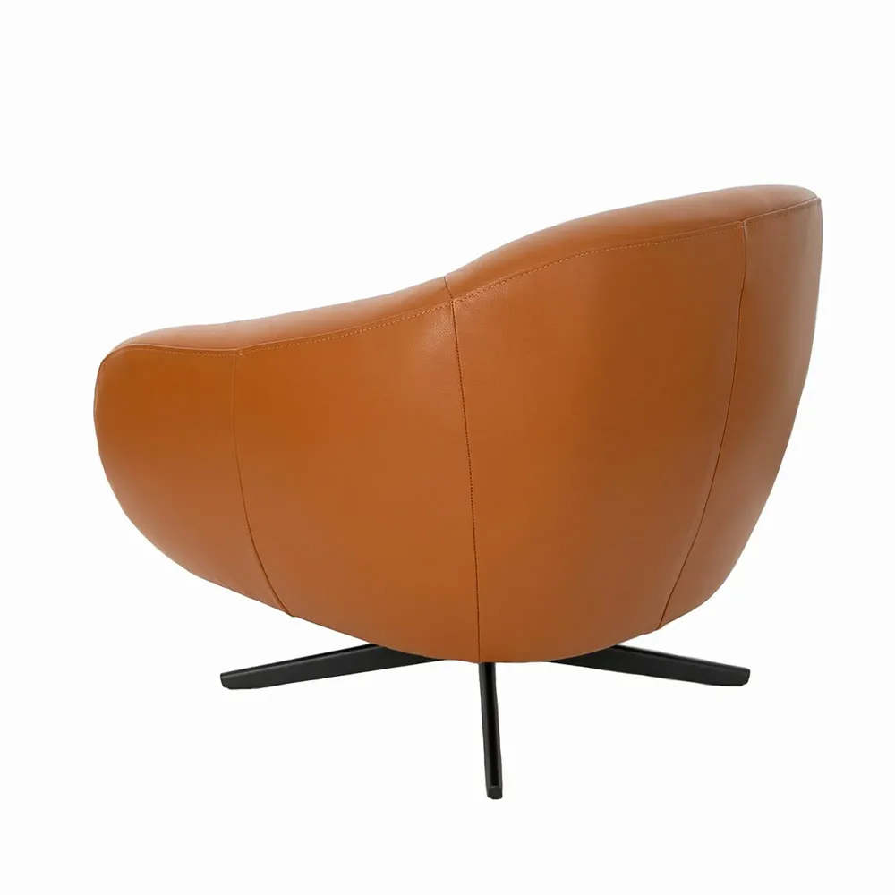 Fauteuils - Fauteuil pivotant en cuir brun - ANGEL CERDÁ