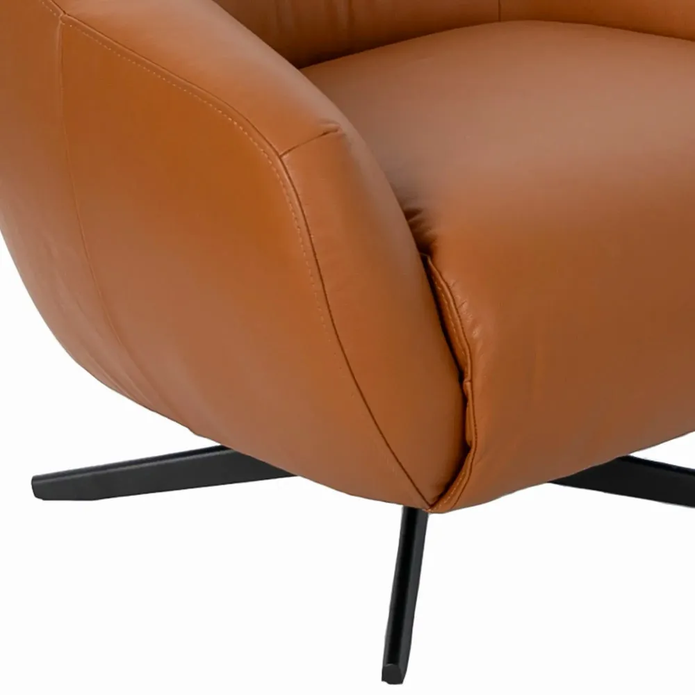 Fauteuils - Fauteuil pivotant en cuir brun - ANGEL CERDÁ