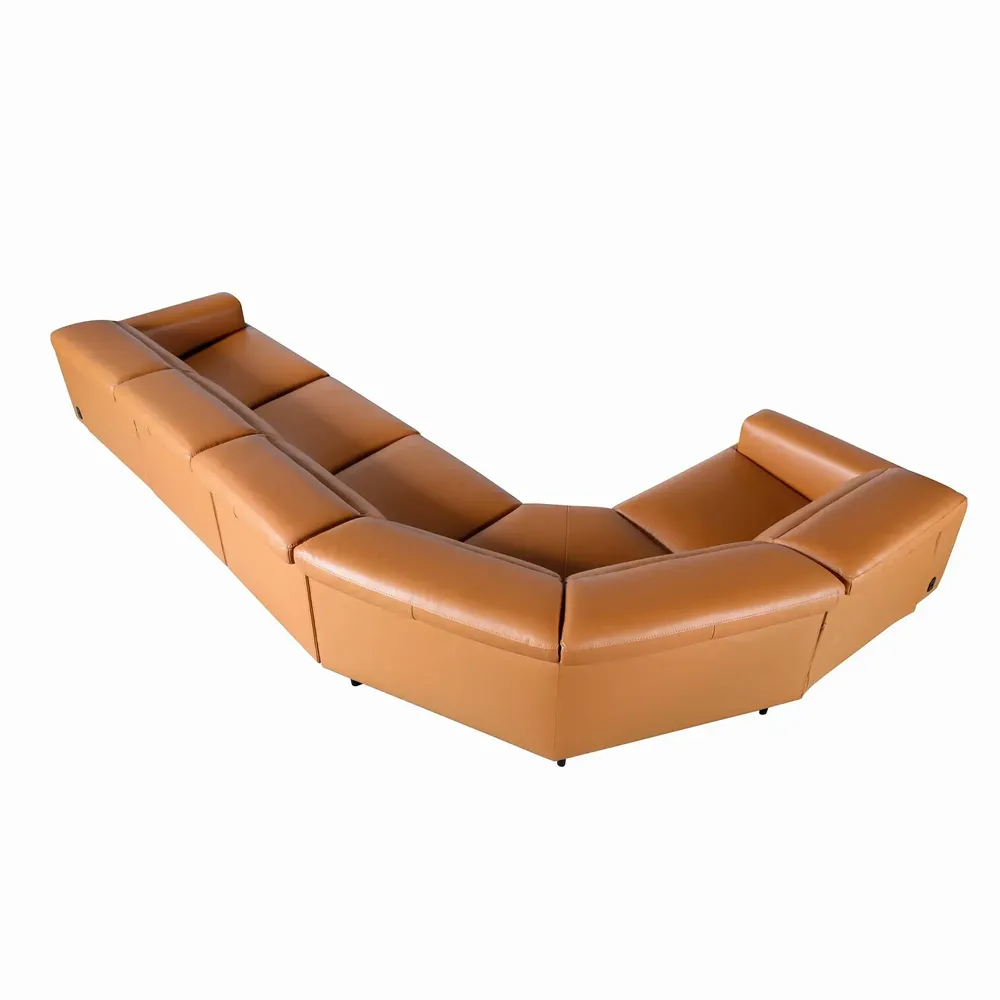 Sofas - Brown leather left corner relaxation sofa - ANGEL CERDÁ