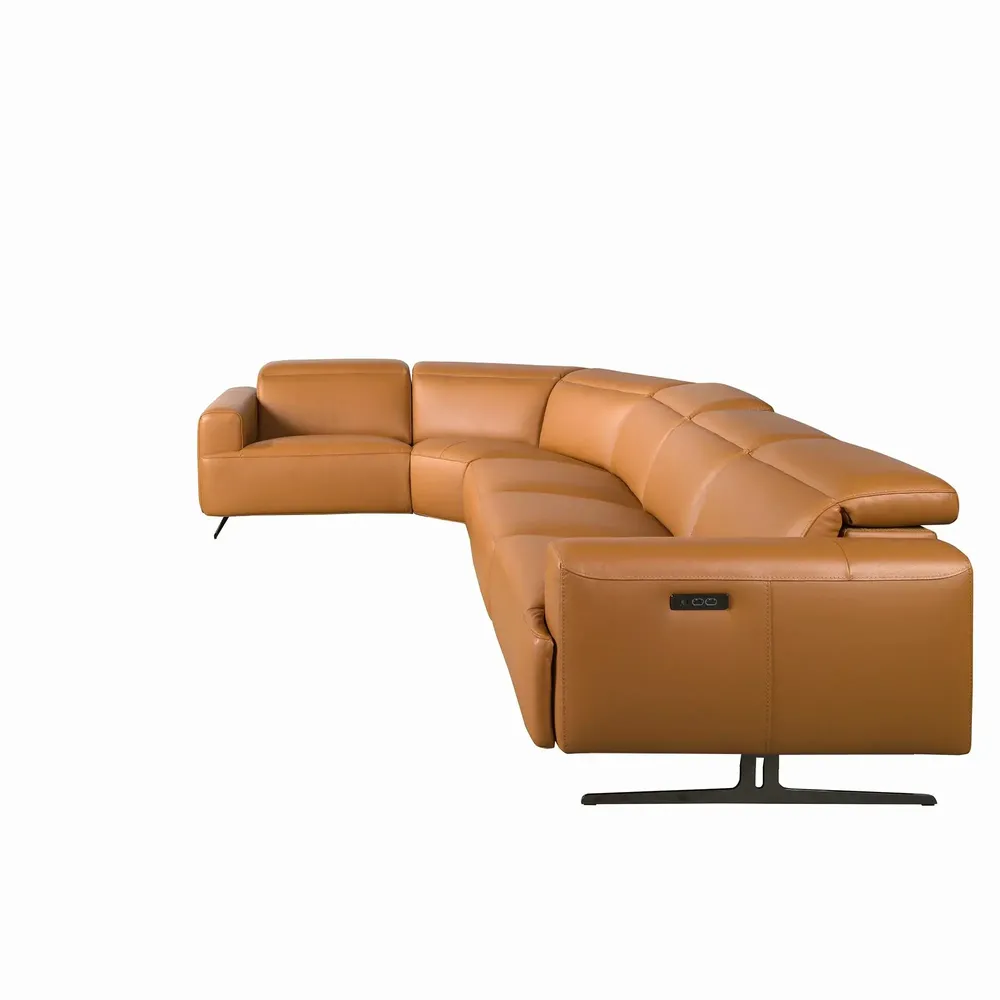 Sofas - Brown leather left corner relaxation sofa - ANGEL CERDÁ