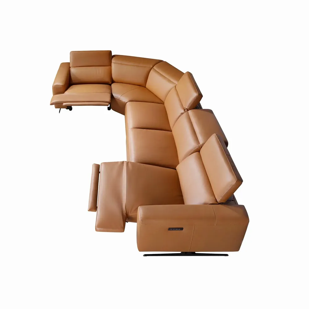 Sofas - Brown leather left corner relaxation sofa - ANGEL CERDÁ