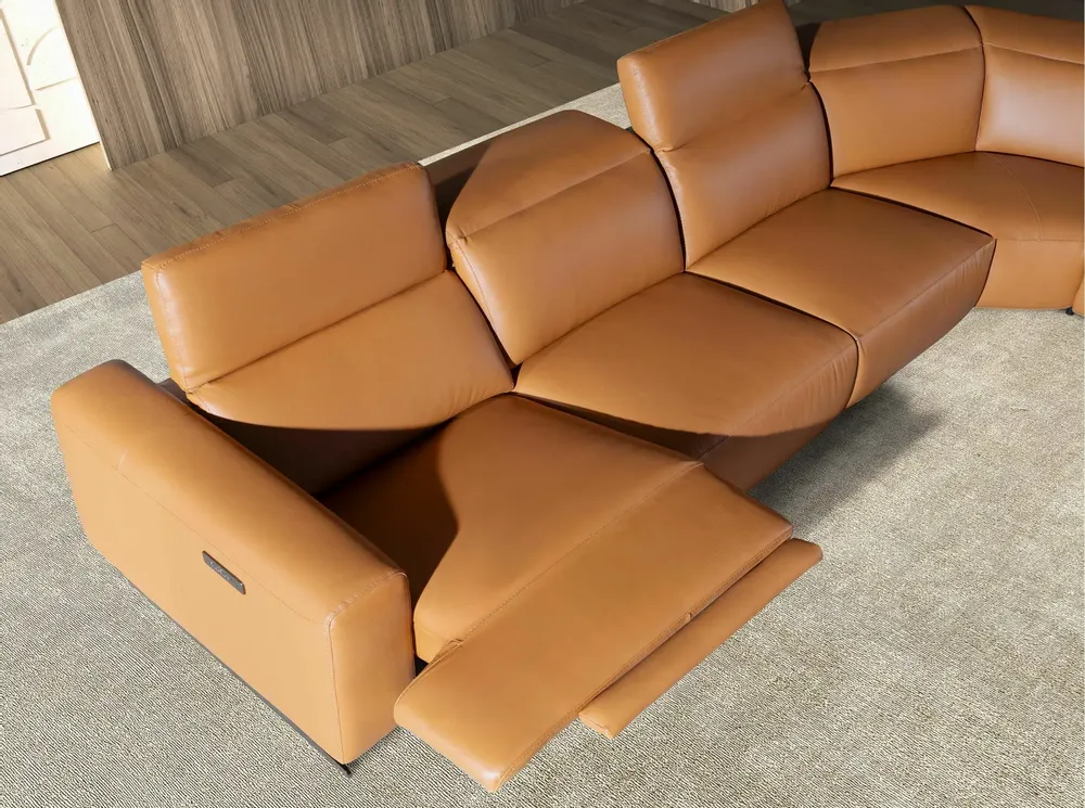 Sofas - Brown leather left corner relaxation sofa - ANGEL CERDÁ