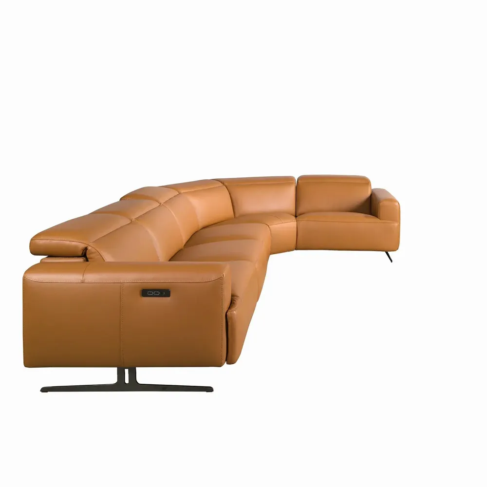 Canapés - Canapé d'angle relax en cuir marron avec angle droit - ANGEL CERDÁ