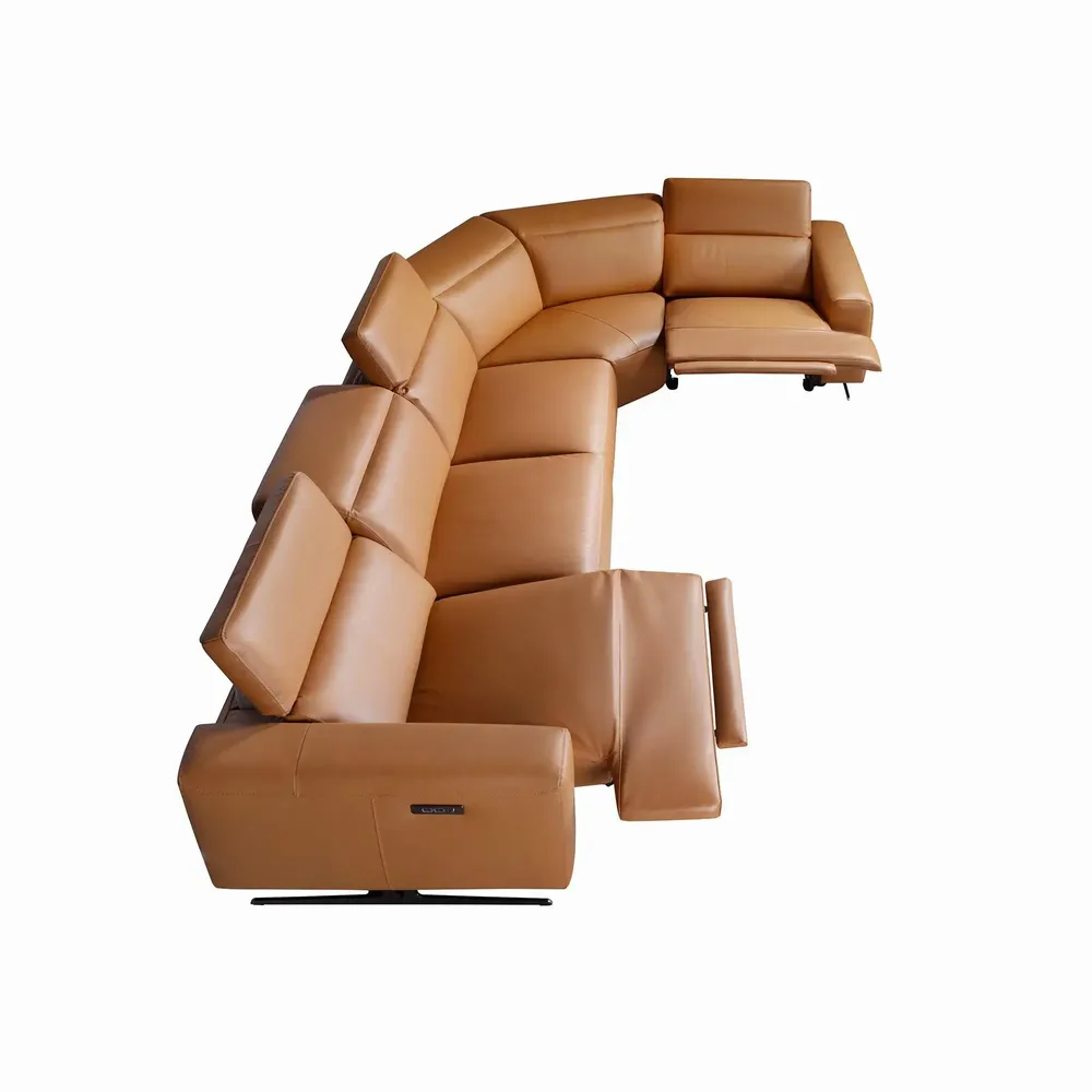 Canapés - Canapé d'angle relax en cuir marron avec angle droit - ANGEL CERDÁ