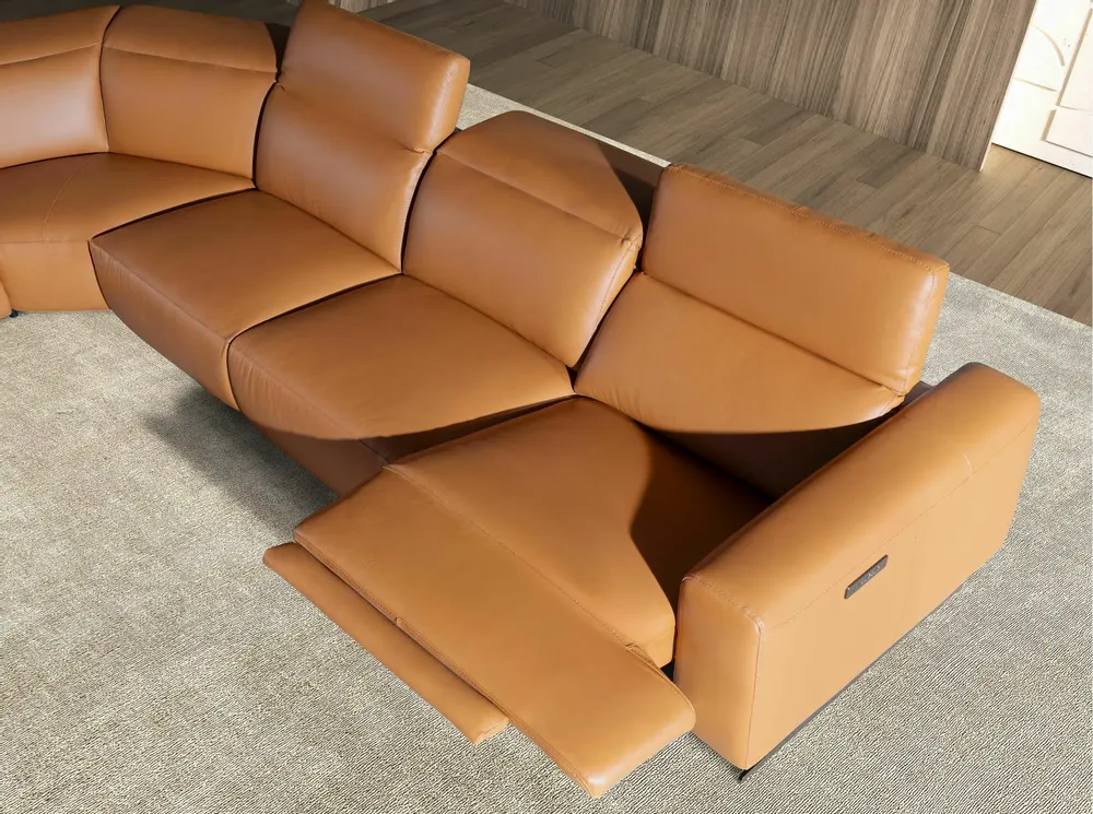 Canapés - Canapé d'angle relax en cuir marron avec angle droit - ANGEL CERDÁ