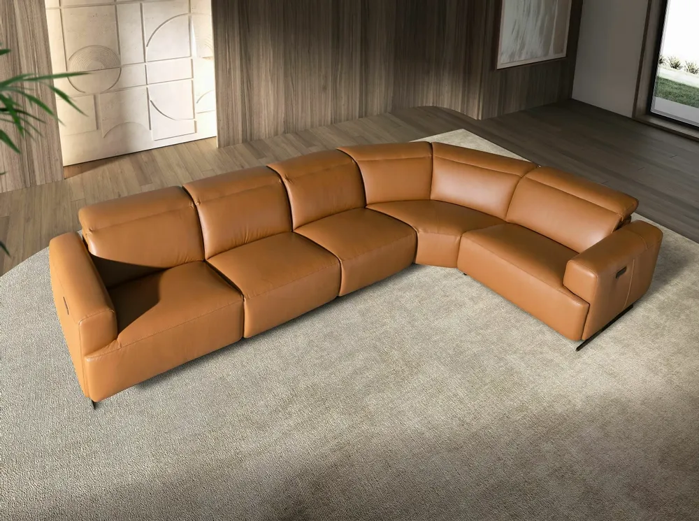 Canapés - Canapé d'angle relax en cuir marron avec angle droit - ANGEL CERDÁ