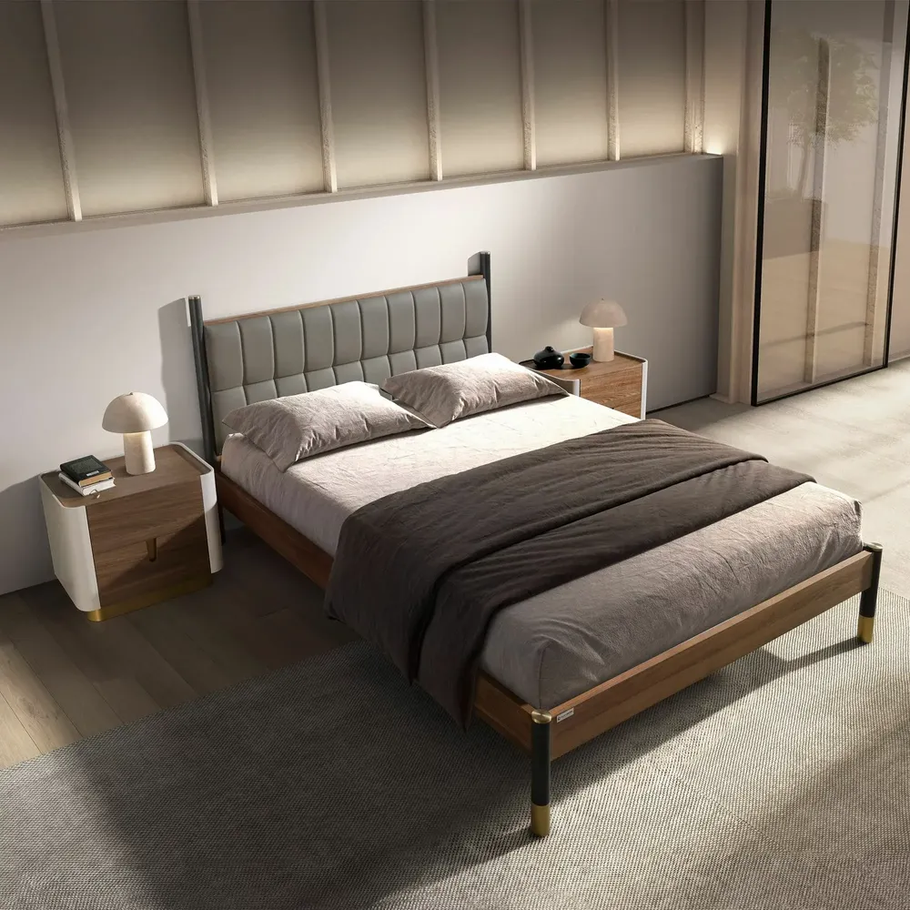 Beds - Dark grey leatherette bed - ANGEL CERDÁ