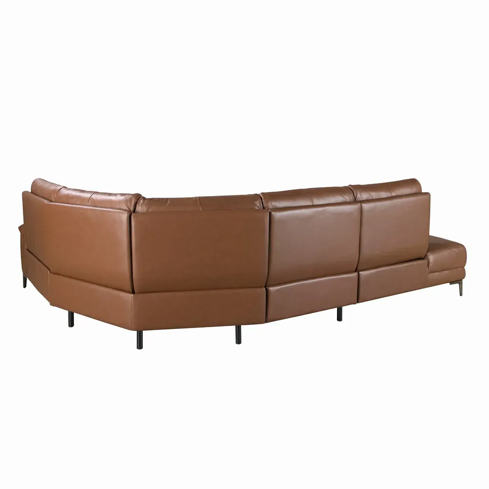 Sofas - Left chaise longue sofa in brown tobacco leather - ANGEL CERDÁ