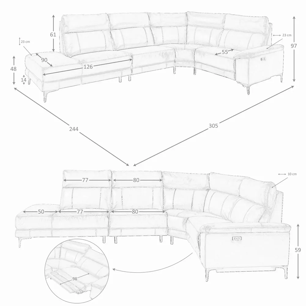Sofas - Left chaise longue sofa in brown tobacco leather - ANGEL CERDÁ