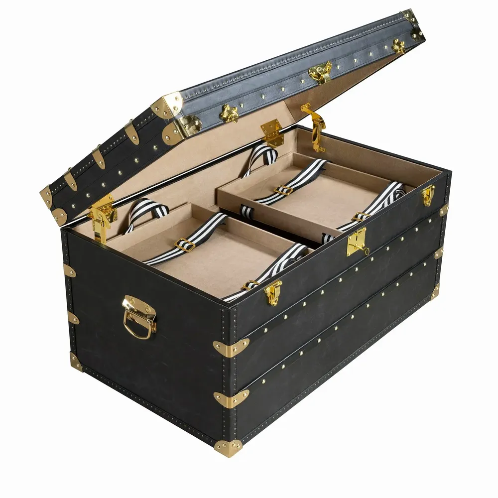 Boîtes de rangement  - Coffre en cuir noir - ANGEL CERDÁ