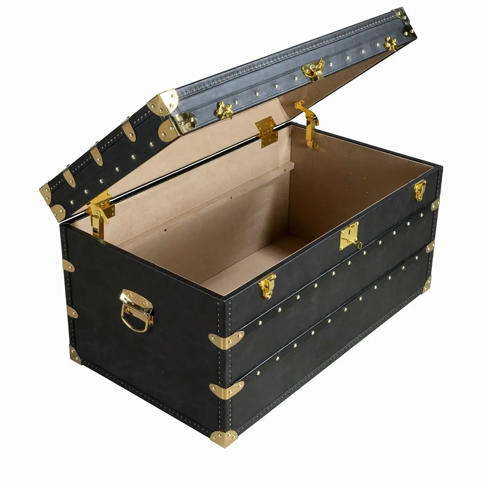 Boîtes de rangement  - Coffre en cuir noir - ANGEL CERDÁ