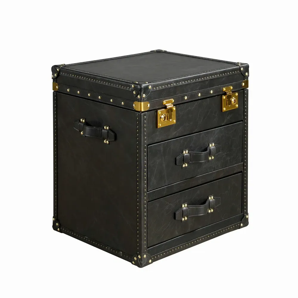 Boîtes de rangement  - Coffre en cuir noir - ANGEL CERDÁ