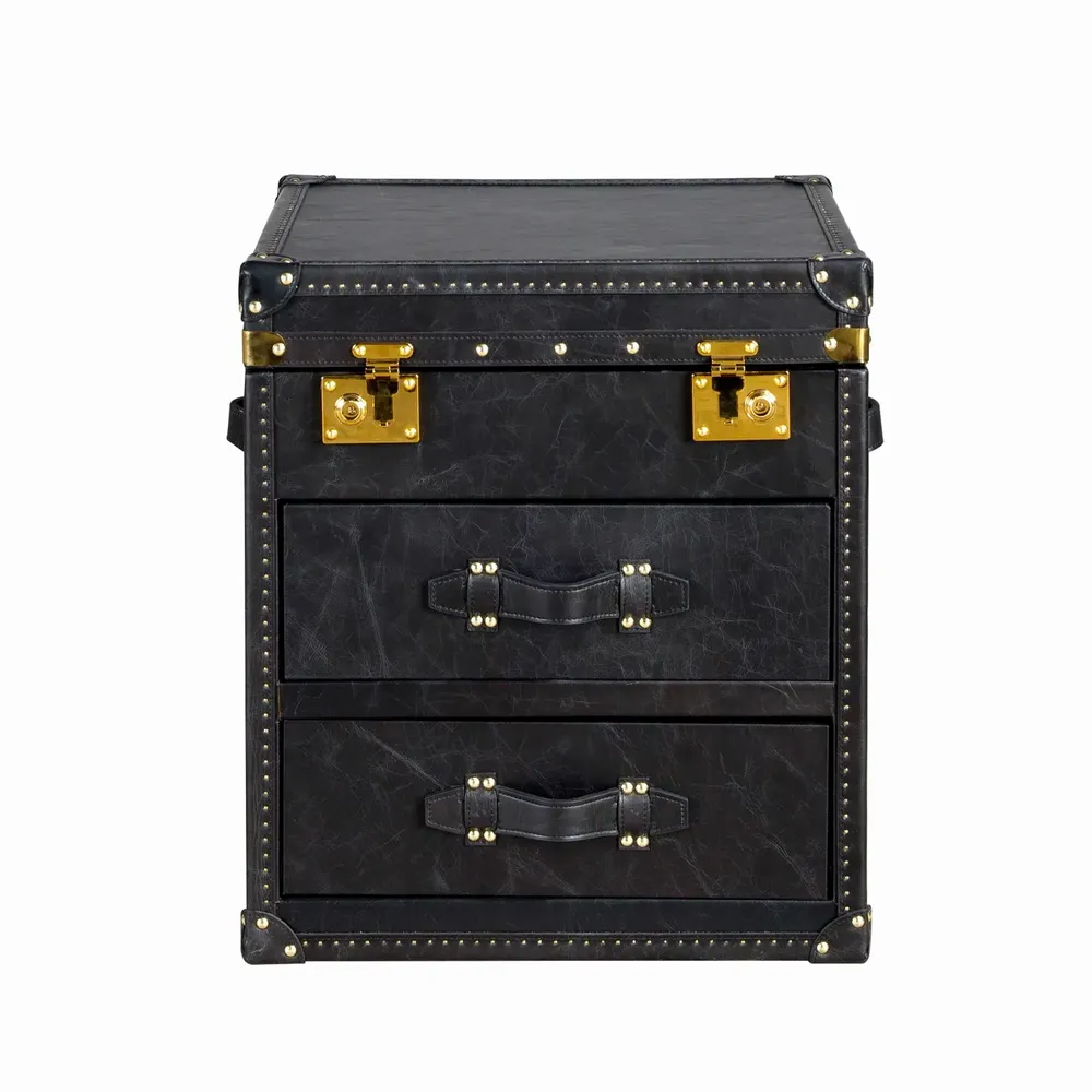 Boîtes de rangement  - Coffre en cuir noir - ANGEL CERDÁ
