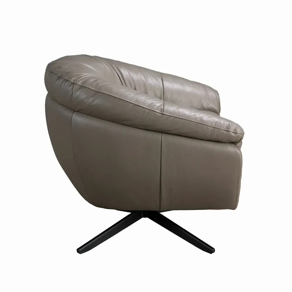 Fauteuils - Fauteuil pivotant en cuir gris - ANGEL CERDÁ