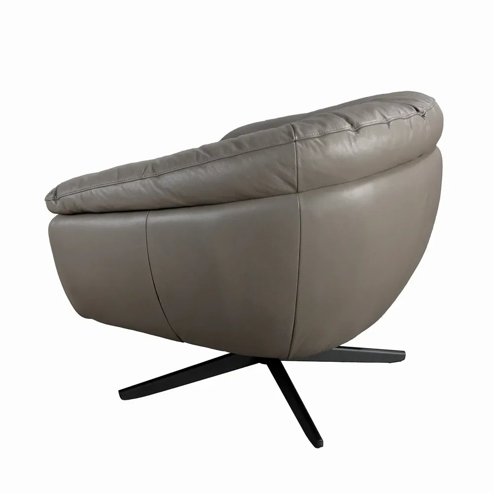 Fauteuils - Fauteuil pivotant en cuir gris - ANGEL CERDÁ