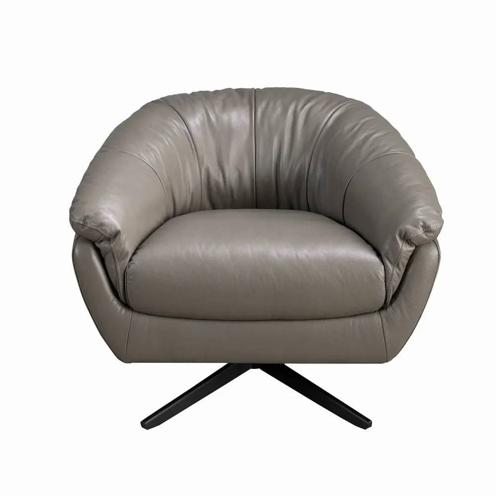 Fauteuils - Fauteuil pivotant en cuir gris - ANGEL CERDÁ