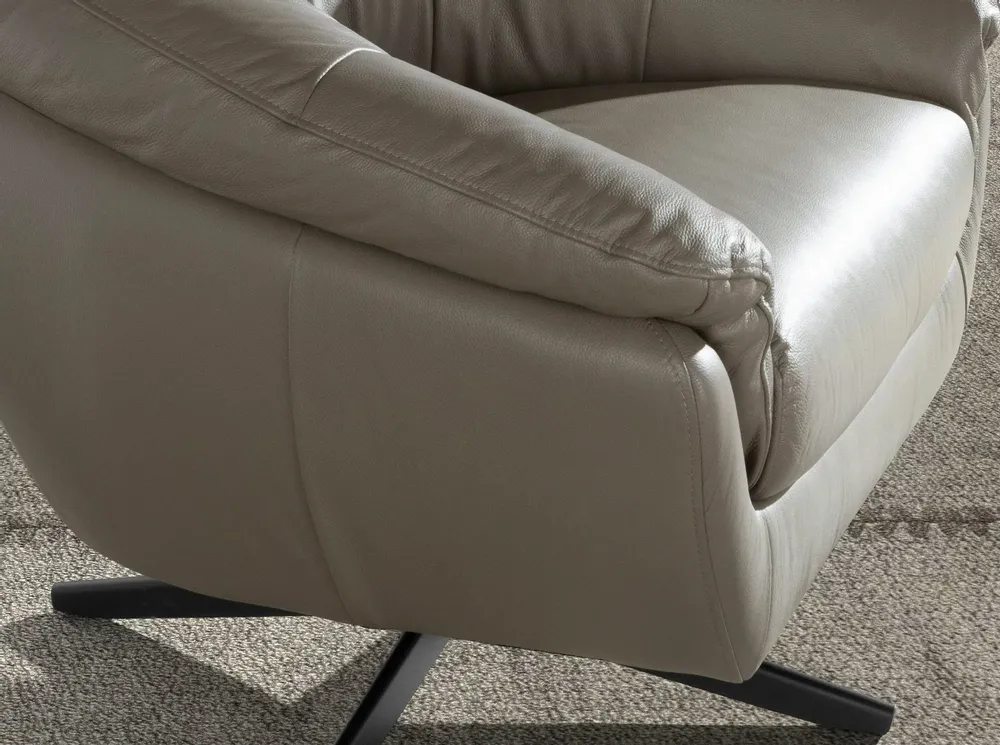 Fauteuils - Fauteuil pivotant en cuir gris - ANGEL CERDÁ